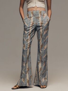 NWT: Blue & Cream Floral Printed Seamed Pants (4) by Anthropologie